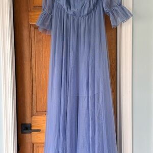 Ever Pretty Maternity Sheer Blue Maxi Dress